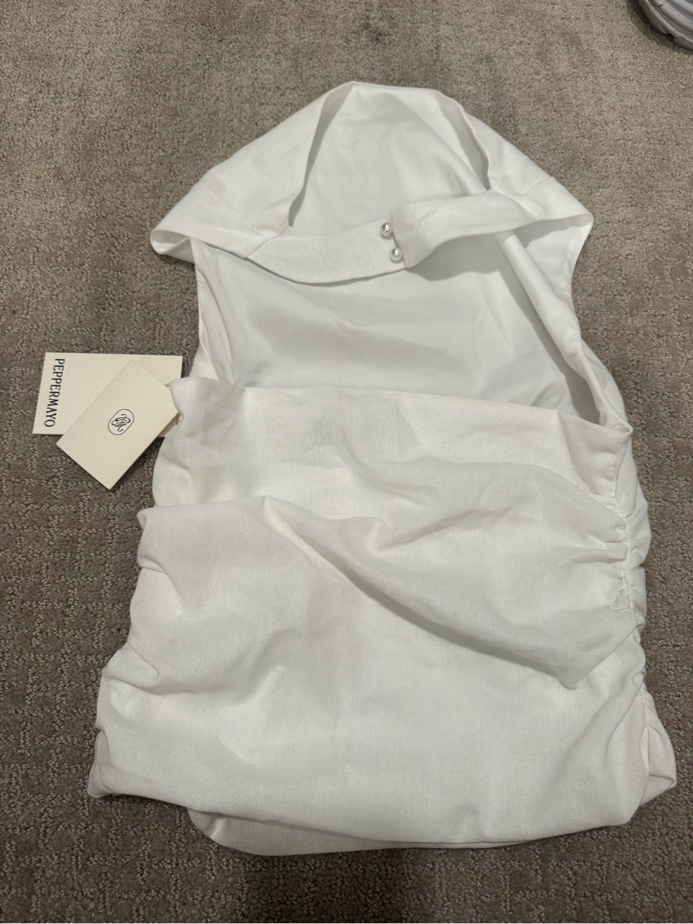 Peppermayo White Linen Halter Neck Ruched Tank Top - Picture 4 of 6